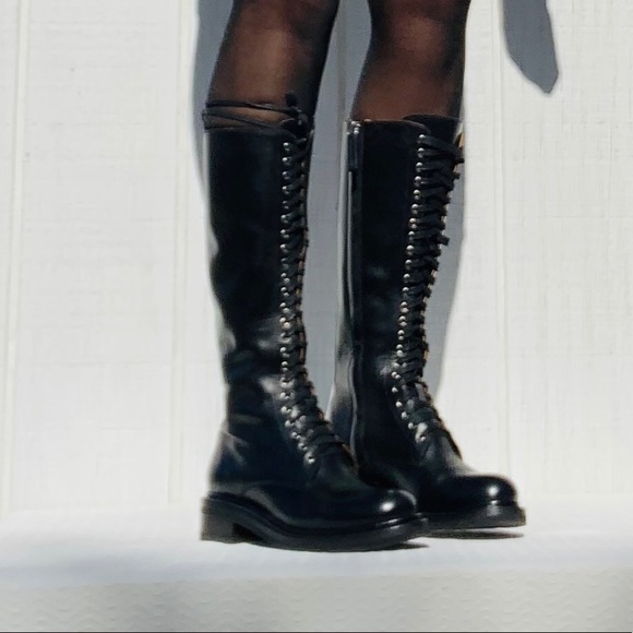 Frye Alice Black Lace Up Combat Boots 8 Tall NWT - Picture 16 of 16